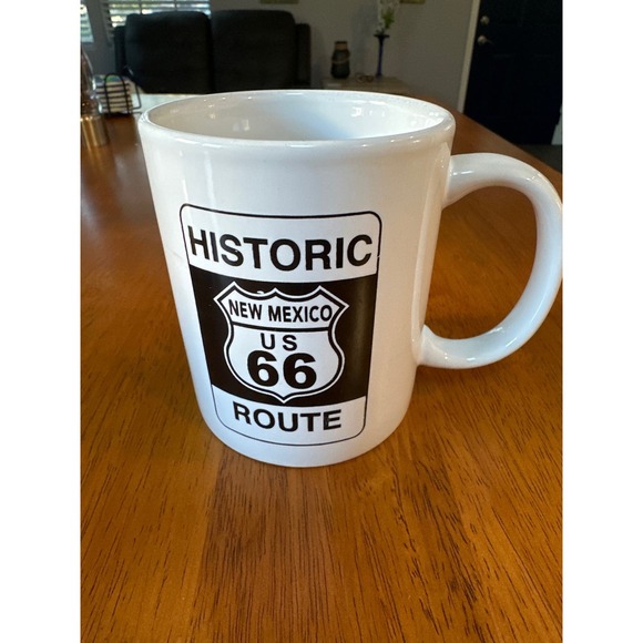 Route 66 coffee cup with handle. White with black writing. - Picture 2 of 4
